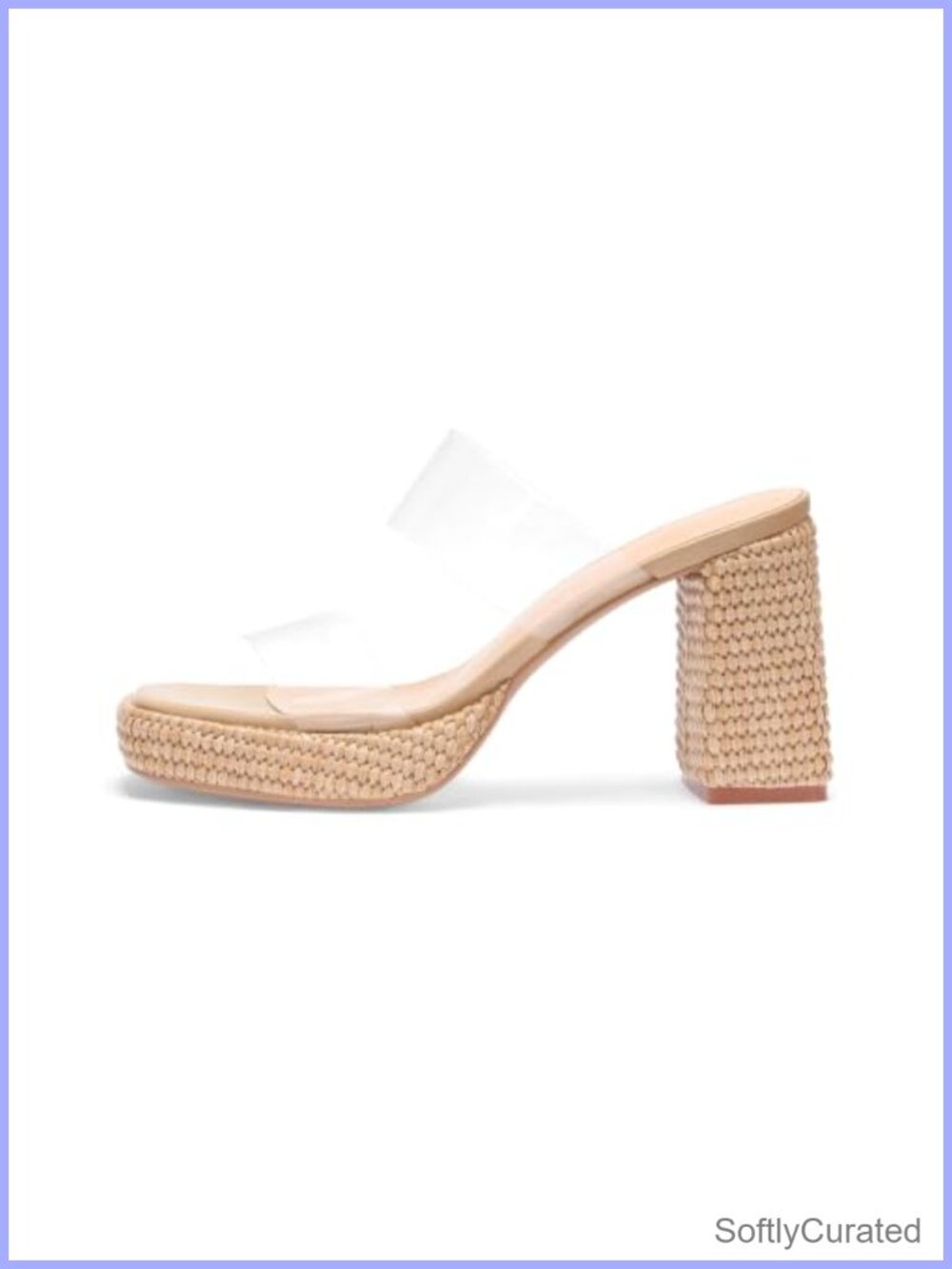 Raffia Chunky Platform Heeled Sandals Open Toe Slip On Summer Shoes